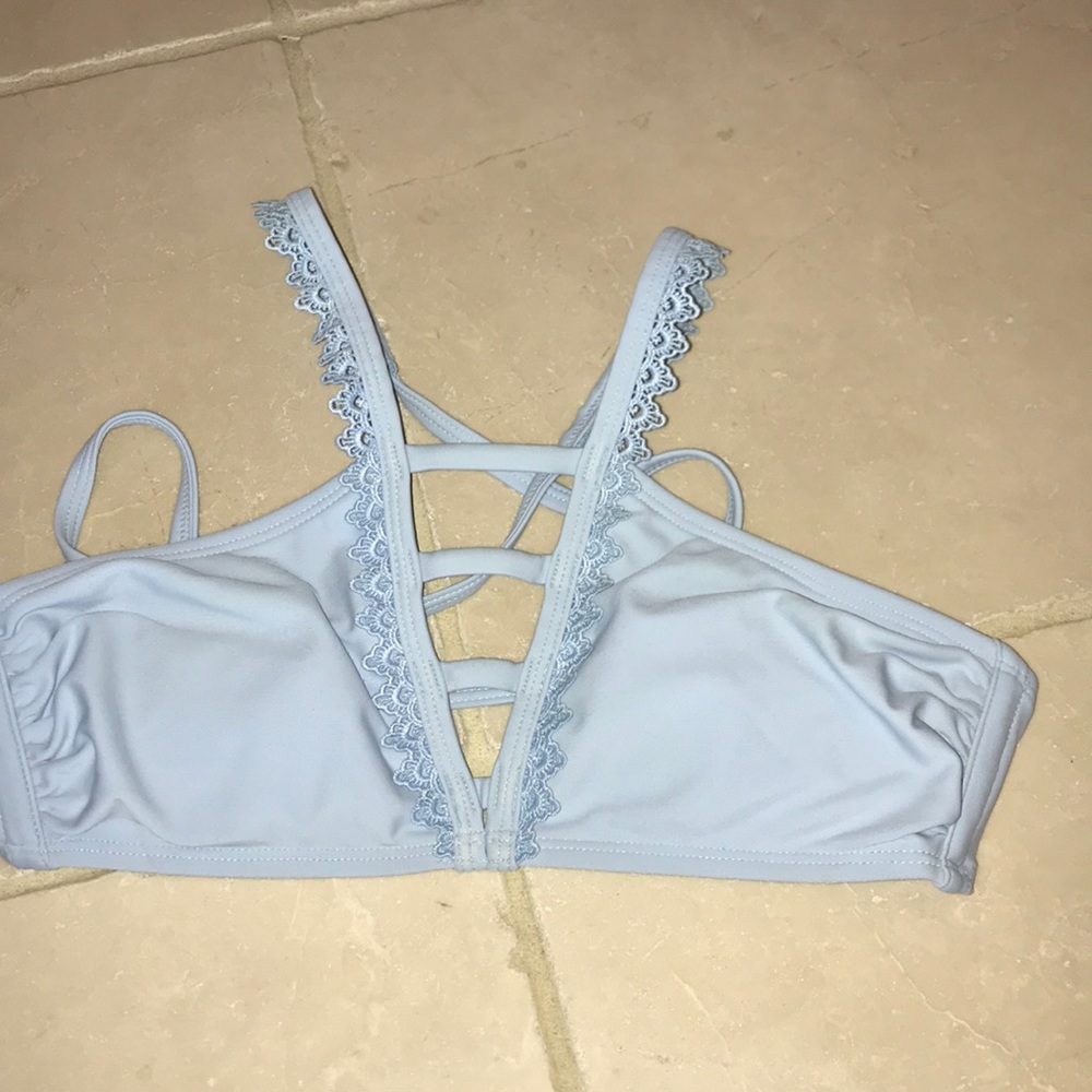 Light blue crossed bikini top
